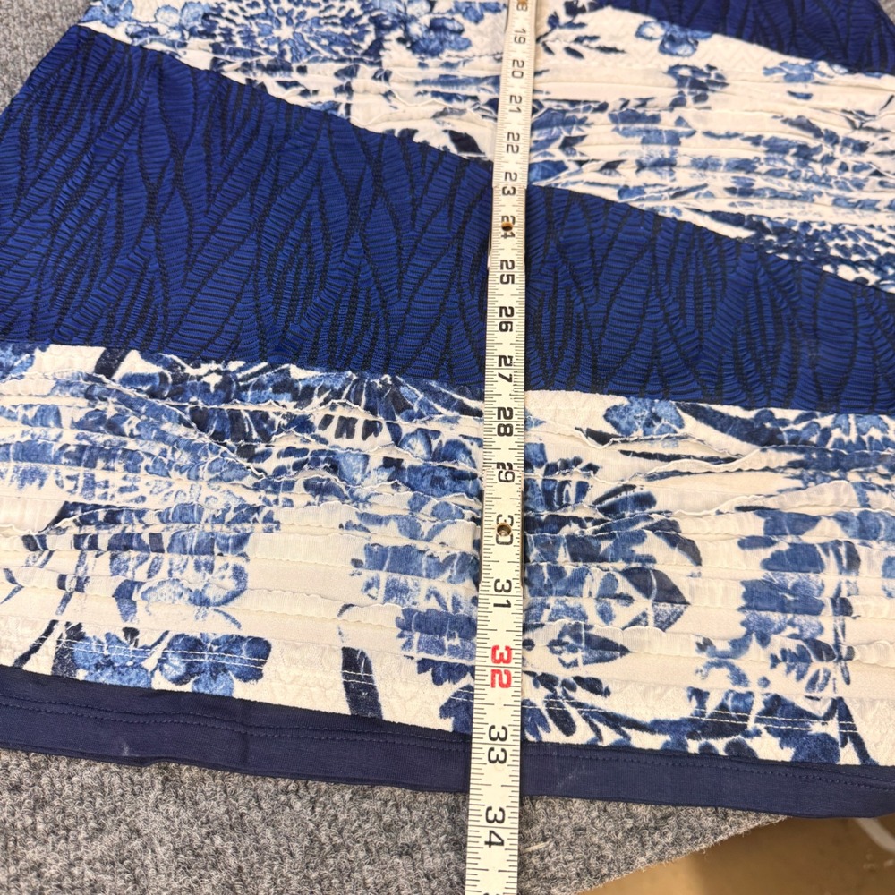 Desigual Patchwork Sheath Dress Womens Size M Blue Floral Mixed Media Ruffle Art - Picture 5 of 11